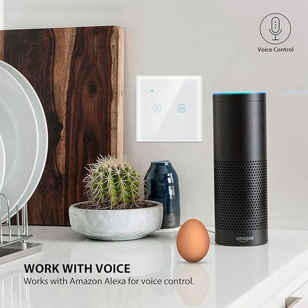 Interruptor de Luz Inteligente Interruptores de Luz Tctil Wifi que Funcionan con Alexa y Control Remoto de la Aplicacin Google Home Funcin de Sincronizacin Sin Cable Neutro Control de 2 Luces