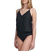 Calvin Klein Standard V-Neckline Blouson Wrap Shelf Bra One Piece Swimsuit
