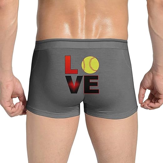 Nancyint Men's Love Baseball Underwear Cotton Boxer Briefs Stretch Low