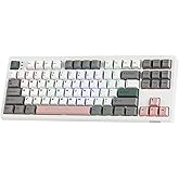 EPOMAKER TH87 Wireless Mechanical Keyboard with 10000mAh Battery, BT/2.4GHz/Wired, Hot Swappable Custom, PBT Keycap, RGB Backlit, Gasket, TKL Gaming Keyboard for PC/Mac (Sea Salt Silent)