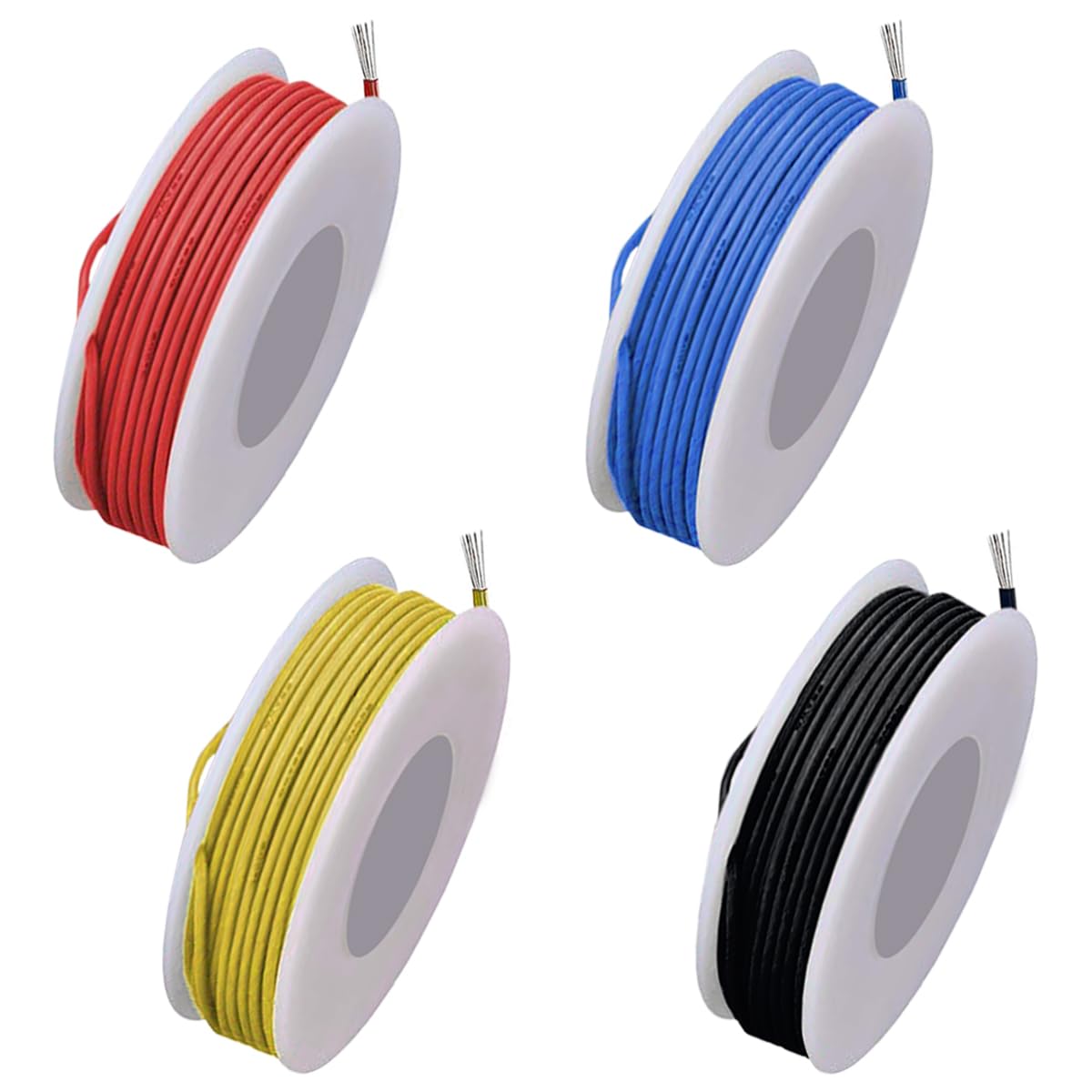 MKBKLLJY 24 Gauge Stranded Wire, 300V PVC Electrical Wire, 24AWG, Red/Yellow/Blue/Black, 5m/16.4ft Each, 4 Colors Assortment for Electronics DIY