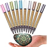 Fine Metallic Markers Paints Pens,Metal Art Permanent Medium-Tip,Glass Paint Writing,Markers for Painting Rocks,Black Paper,Photo,Album,Gift Card Making,Christmas Present,DIY Craft Kids,10/Set