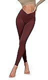 ODODOS Women's Cross Waist Yoga Leggings with Inner