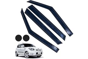 LETINGFAR Rain Guards for Kia Soul 2014-2019, Tape-on Side Window Deflectors for Kia Soul, Window Visors for Kia Cars, for Kia Car Accessories 4 Rain Guards ＆ 2 Car Coasters