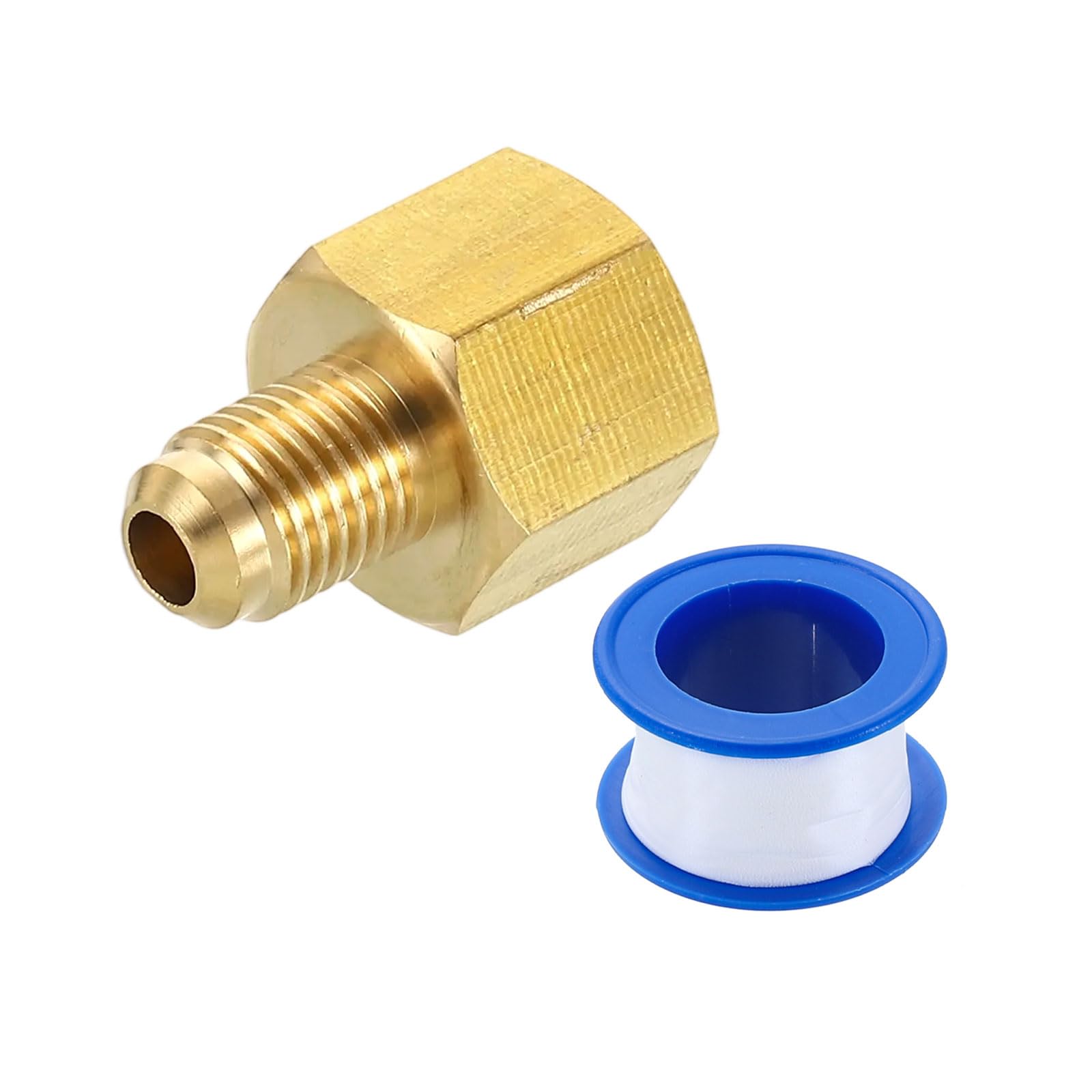 Photo 1 of uxcell Brass Pipe Fitting, 1/4 SAE Male x 5/16 SAE Female Pipe Adapter Flare Tube Fitting for Air Gas Line Refrigeration HVAC