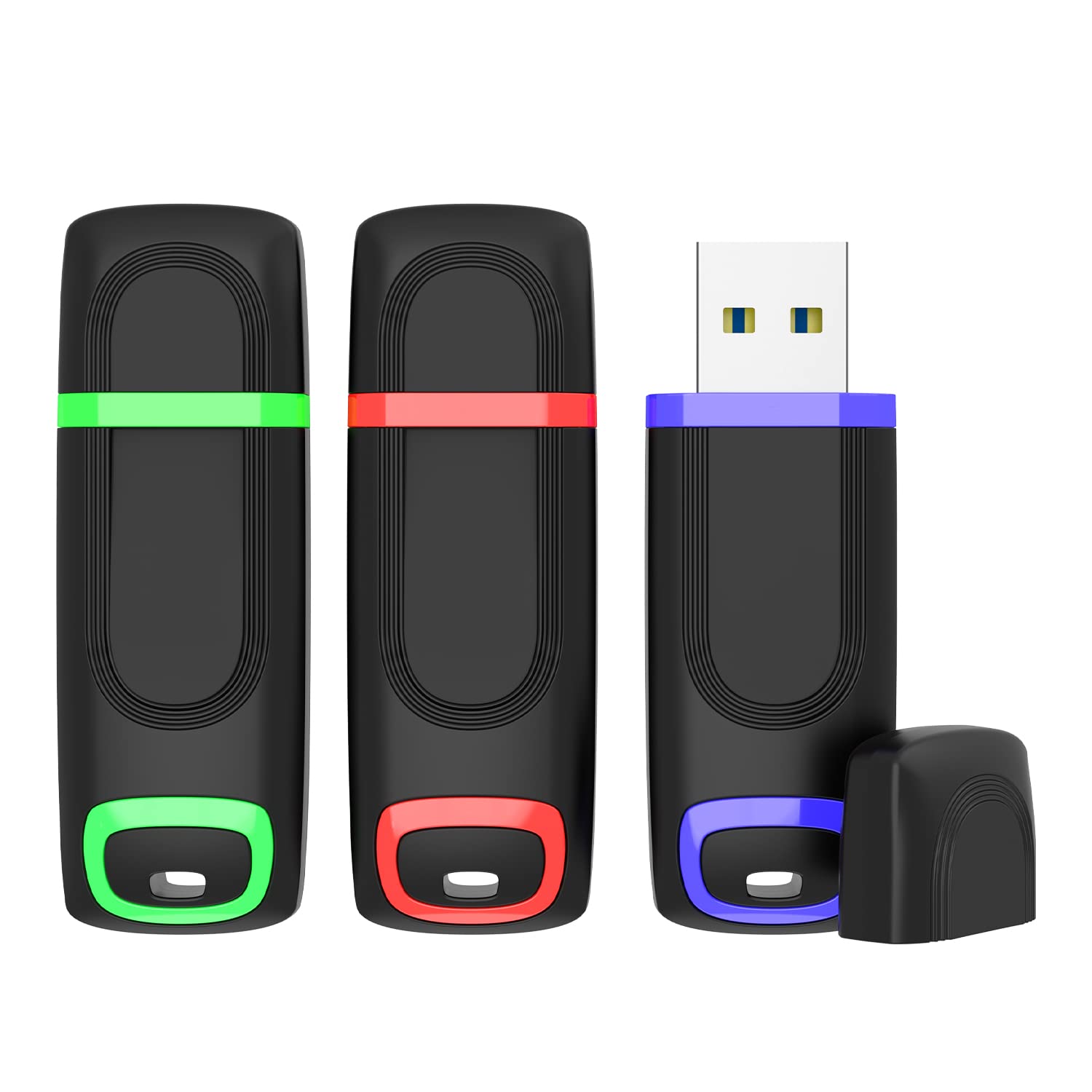KEXIN 64 GB USB Stick Pack of 3 USB Sticks Memory Stick USB 3.0 Multicoloured USB Flash Drive Data Storage USB Flash Drive (Pack of 3, Green Red Blue, 64 GB)