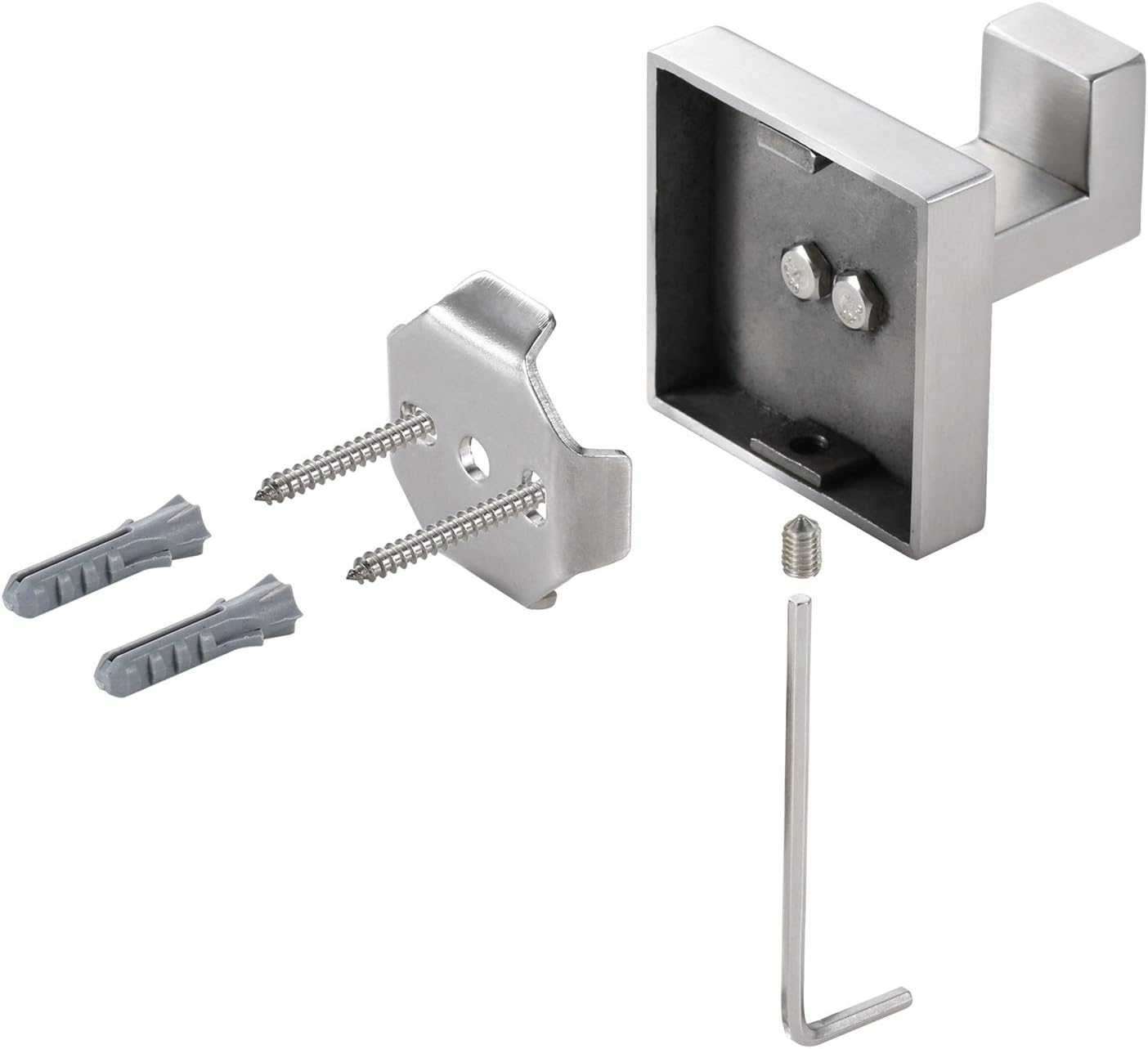 Bathroom Hooks, YGIVO Towel Robe/Coat Clothes Hook Chrome Polished SUS304 Stainless Steel Square Hanger Wall Hooks Heavy Duty for Bath Kitchen Bedroom Garage Hotel Wall Mounted 2 Pack - - 