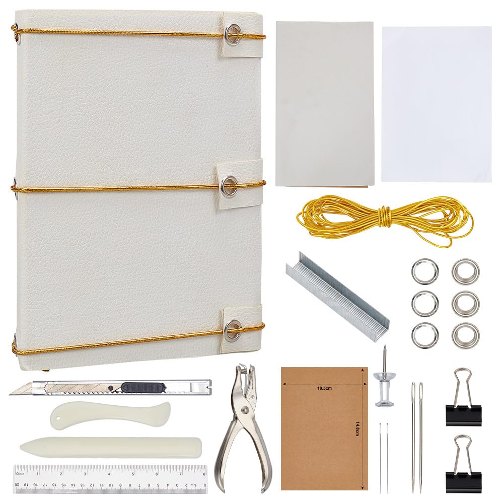 WEBEEDY Bookbinding Kit Make Your Own Button Journal Book Making Kit for Adults DIY Craft Kit Complete Bookbinding Supplies Kit with Thread, Needles, Paper, Video Tutorial, Other Tools