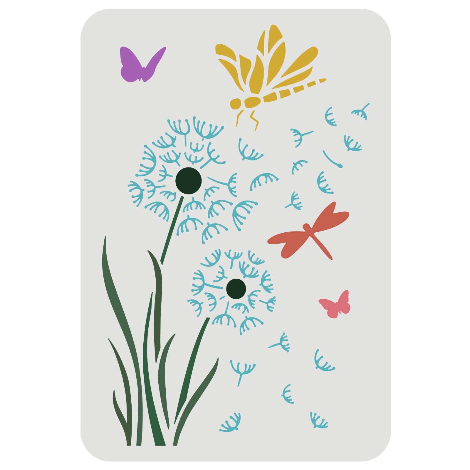 FINGERINSPIRE Dandelion Stencil 29.7x21cm Large Reusable Butterfly Drawing Templates, Plastic Dragonfly Stencil Flying Dandelion Stencil for Painting on Wood, Wall, Furniture and Fabric