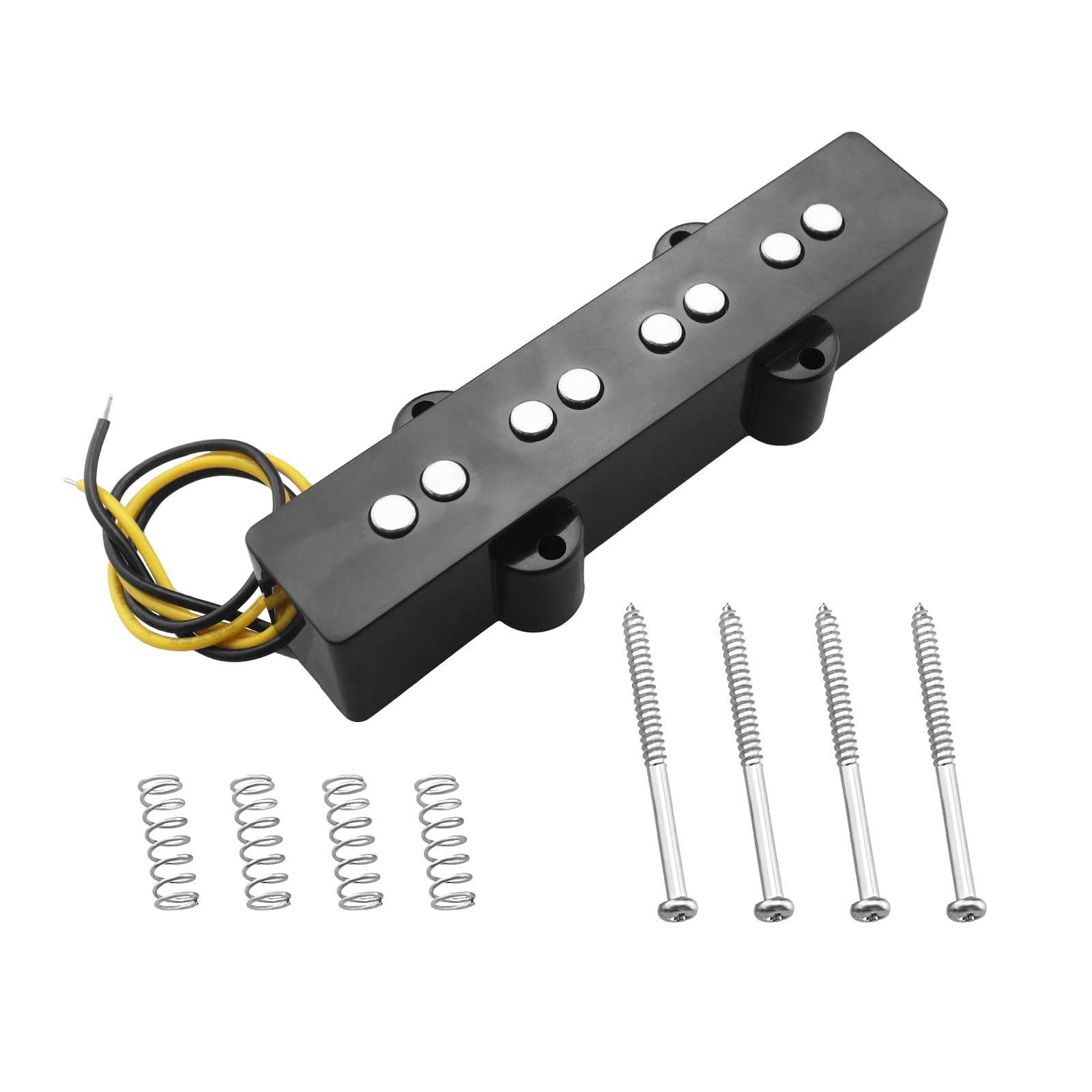 VGOL 95mm Open Ceramic Bass Bottom Pickup 4-String Jazz Bass Bridge Pickup for JB Style Electric Bass Guitar Pickup Part with Screw Spring Black