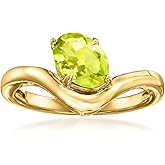 Ross-Simons 1.00 Carat Peridot Curved Ring in 18kt Gold Over Sterling