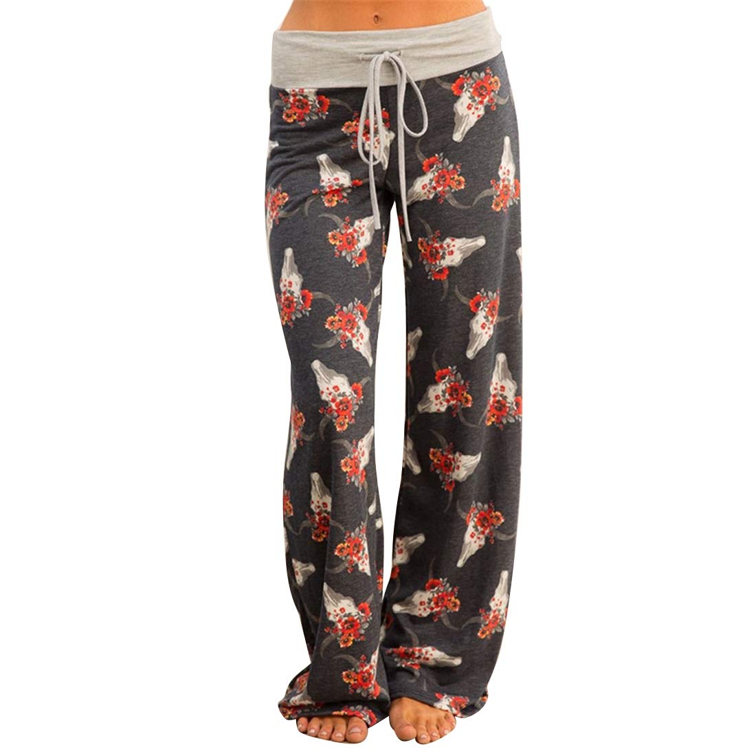 Pajama Pants Floral Print High Rise 
