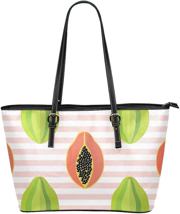 Zip Handbag Creative Retro Cute Fruit Papaya Leather Hand