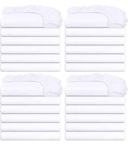 Bulk Full Fitted Sheets - 24 Pack, 54x75 Inches, 15" Deep Pocket, Color-Coded Labels, OEKO-TEX Microfiber - View #6