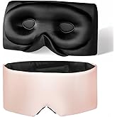 USlixury Silk Sleep Mask, 3D Contoured Sleeping Masks, Blackout Sleep Masks for Women with Nose Wing,100% Mulberry Silk, Face-Hugging Non-Slip SLEP Mask for Side Sleeper, 27.5x4.5'', Pink