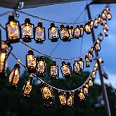 Leadigol 20 LEDs /10ft Black Lantern String Lights Mini Kerosene Lamp Battery Powered Fairy String Lights for Indoor Outdoor Patio Decorations