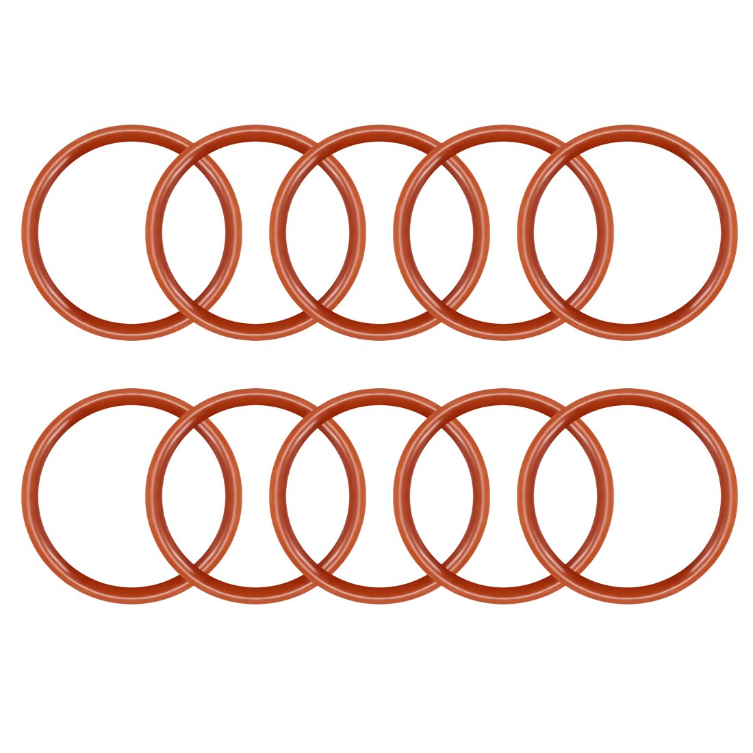 sourcingmap Silicone O-Ring, 25mm OD, 21.2mm ID, 1.9mm Width, VMQ Seal Rings Gasket, Red, Pack of 10