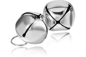 Xthrotsenk 2 Pcs 1.18'' Large Dog Bells Silver Dog Collar Bell Collar Loud Bells Cat Bells Collar Handmade Metal Puppy Hanging Ring Bells with Ring Pet Pendant Accessories for Dog Cat Pet