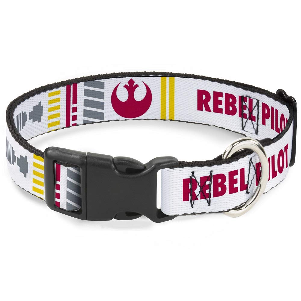 Dog Collar Plastic Clip Star Wars Rebel Pilot Rebel Alliance Insignia X Wing Fighter 13 to 18 Inches 1.5 Inch Wide