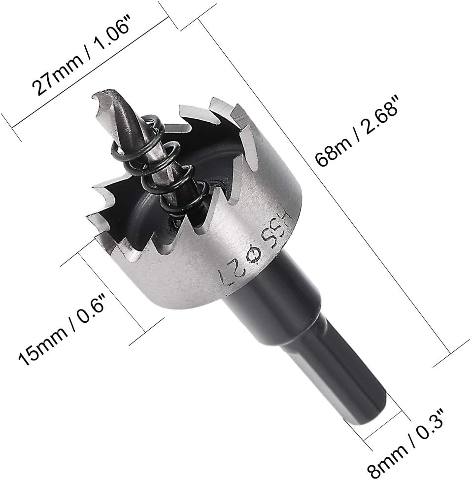 Sourcingmap 27mm HSS Drill Bit Hole Saw Cutter for Metal Alloy Wood, Black - Image 3