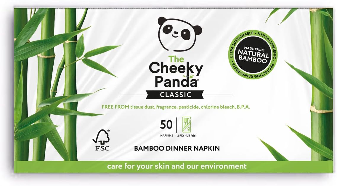 The Cheeky Panda 100 Percent Bamboo Dinner Napkin, 50 Count
