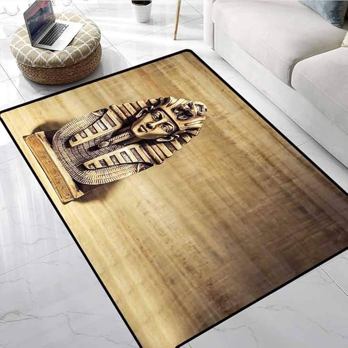 Egyptian Bathroom Rugs Stone Pharaoh Tutankhamen Mask Sculpture with