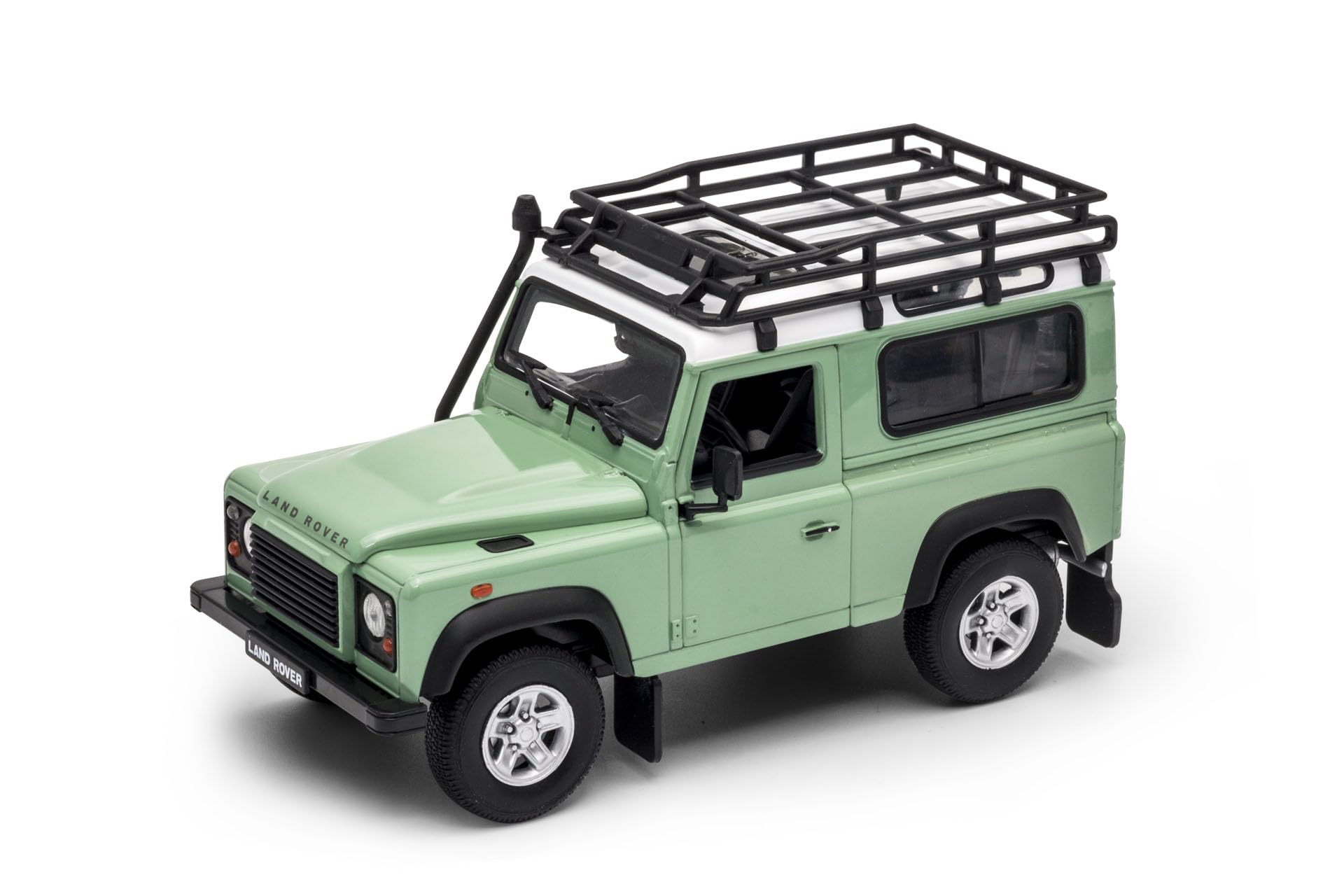 OPO 10 - Welly 1/24 Scale Diecast Model Car, Fits Land Rover Defender Green with Roof Rack - 22498SP-Gal-Green