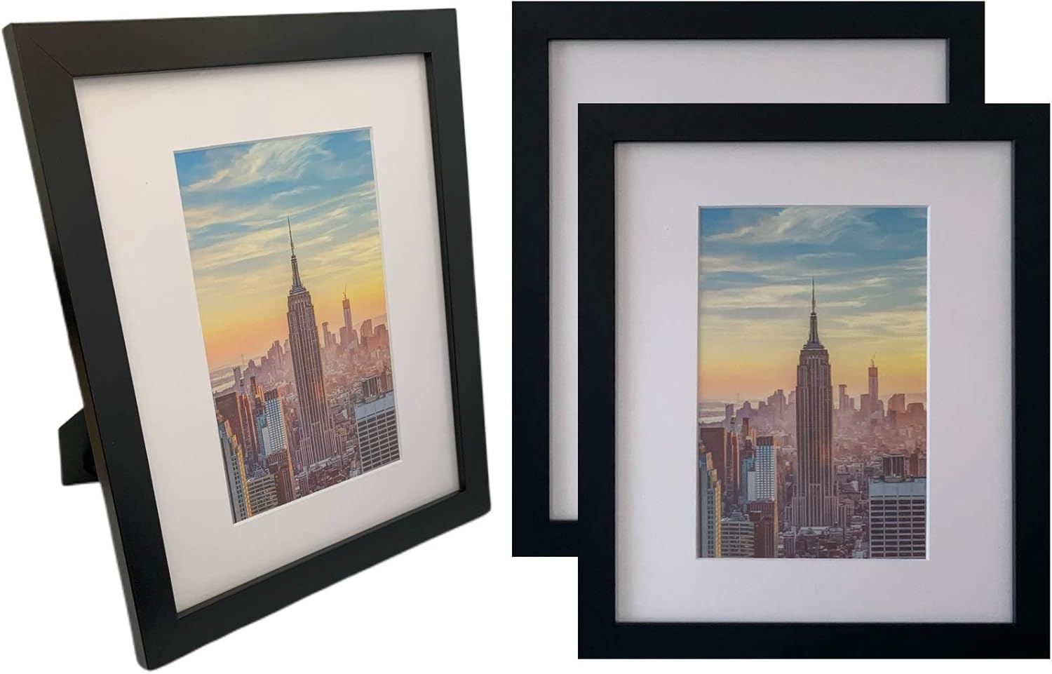 Frame Amo 10x12 Black Picture Frame, White Mat for 6x9 Image, 1 Inch Border, Glass