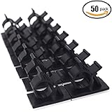 Cable Management Clips (1'' 0.75'') Adjustable Adhesive Nylon Wire Clamps Cable Tie Holder for Car, Home and Office (50 PACK)