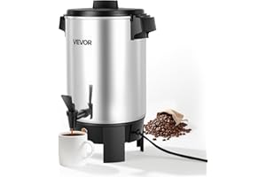 VEVOR Commercial Coffee Urn, 30 Cup 152oz Hot Beverage Dispenser with Dripless Faucet, 1090W Quick-Brewing Coffee Maker, Auto