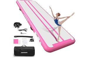 Hmtaolife Gymnastics Mat Air Tumble Track[with SHOULDER STRAP], 6.6/10/13/16/20ft Inflatable Training for Kids, Thickness Floor with Electric Pump Home/Water Fun/Train New Green/White