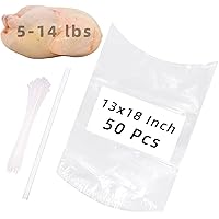 Poultry Shrink Bags,50Pack 13x18Inches Clear Poultry Heat Shrink Wrap Freezer With 50 Zip Ties,a Silicone Straw for Chickens,