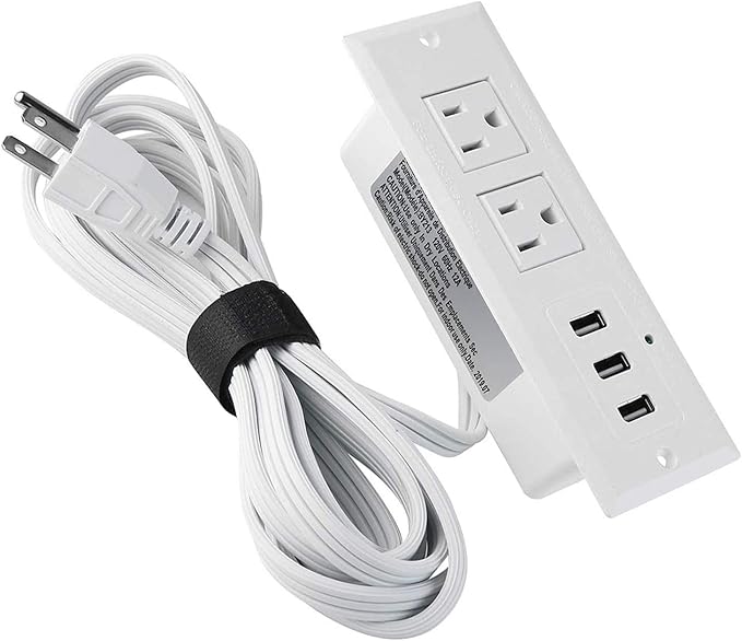 Furniture Recessed Power Strip, Recessed Desk Outlet with 3.5A Max USB, in Conference Desk