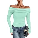 Imily Bela Women's Off The Shoulder Long Sleeve Blouse Shirts Tops Slim Fitted Sexy Going Out Nightout Club Party Y2K