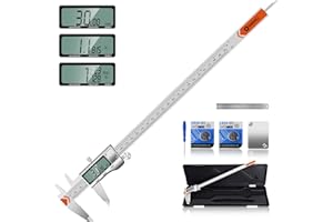 Digital Caliper 12 Inch, HARDELL Caliper Measuring Tool, Stainless Steel Calipers with 2 Backup Batteries&Extra Cover, Easy Switch Inch/MM/Fraction, Micrometer Caliper for 3D Printing, Jewelry Making