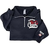 EmbroGlow Personalized Cheer Quarter Zip Sweatshirt, Custom Cheer Mom Pullover with Name, Team Jacket for Women