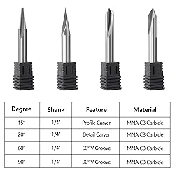 MNA Engraving CNC Wood Carving Router Bit Set, 4