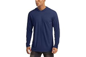 MAGCOMSEN Men's Hooded UPF 50+ Sun Protection T Shirts Long Sleeve Athletic Fishing Shirts Rash Guards