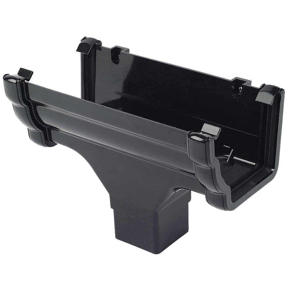 FLOPLAST Running Outlet RON1 110mm Niagara OGEE fits 68mm round and 65mm square downpipes (BLACK)