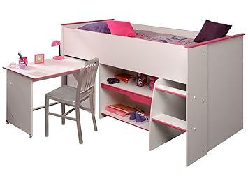 Parisot Half Cabin Bed Desk Moby Pink Amazon Co Uk Kitchen Home