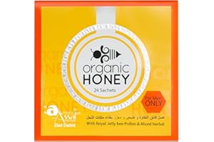 A KHAN EL ASSAL KH IMPORT-EXPORT ZIAD DABLIZ Organic Natural Honey infused with Natural Jelly, Honey Bee Pollen & 100% Mixed Natural Herbs (Large Pack of 24 Sachets 10Gram Each)