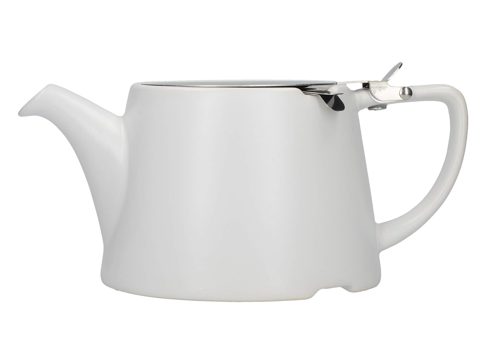 London Pottery Oval Teapot with Infuser for Loose Tea, Stoneware, Satin White, 3 Cup Loose Leaf Teapot