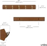 Umbra Flip Wall Mounted Coat Rack 5 Hooks Light Walnut Gold view 3