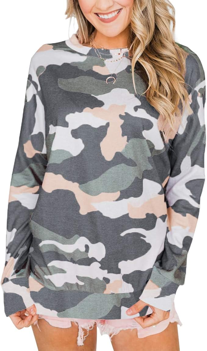 women's camo pullover