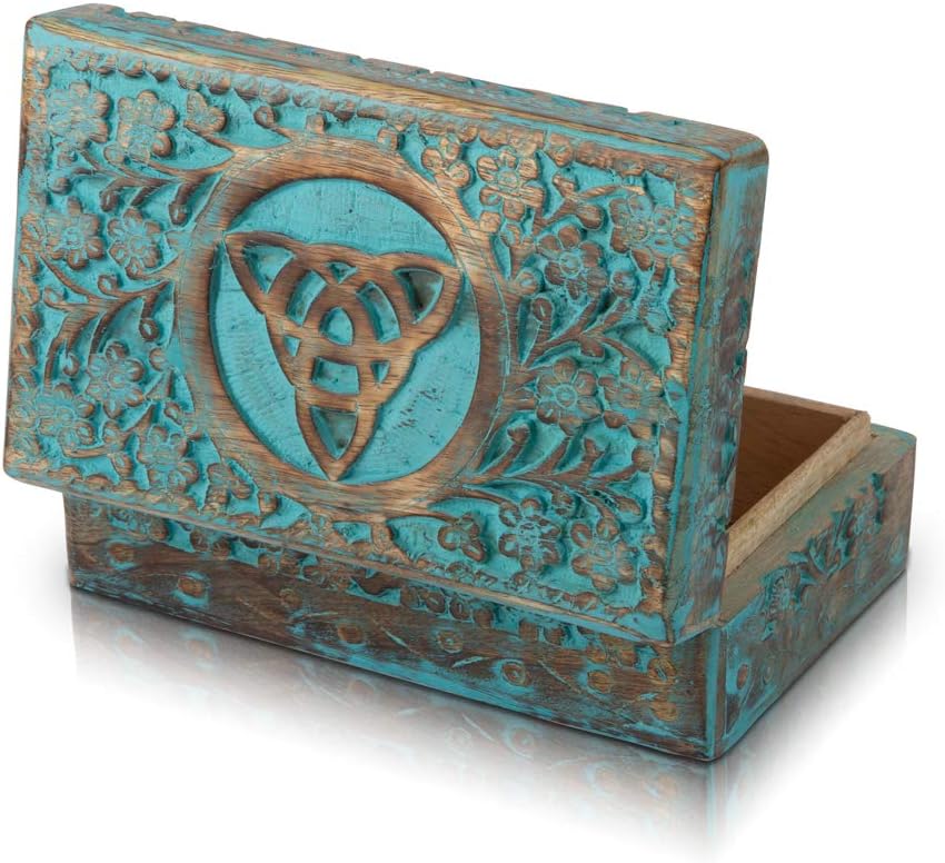 Great Birthday Gifts Handmade Decorative Wooden Jewellery Keepsake Box Jewellery Organizer Treasure Chest Trinket Holder Watch Storage Lock Box 20.32 x 12.7 cms Housewarming Gift - Image 5