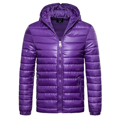 SOMTHRON Men's Winter Thermal Hooded Puff Parka Jacket Lightweight Zip Up Feather Down Jacket