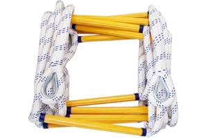 letsgood 16ft Emergency Fire Escape Ladder Rope - Flame Resistant Safety Evacuation Ladder with 2 Hooks - Sturdy and Strong 2 Story Fire Rescue Ladder for Kids and Adults