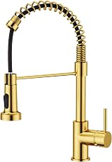 FORIOUS Brushed Gold Kitchen Tap with 360° Swivel High Arc Dual Spray