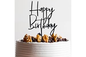 IEBQ Cake Topper Happy Birthday Black Acrylic Cake Toppers Birthday Party Decorations