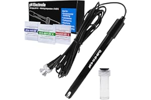 High Accuracy pH Electrode with Calibration Powder, 0-14 pH Probe with BNC Connector & 300cm Cable for Wide Application